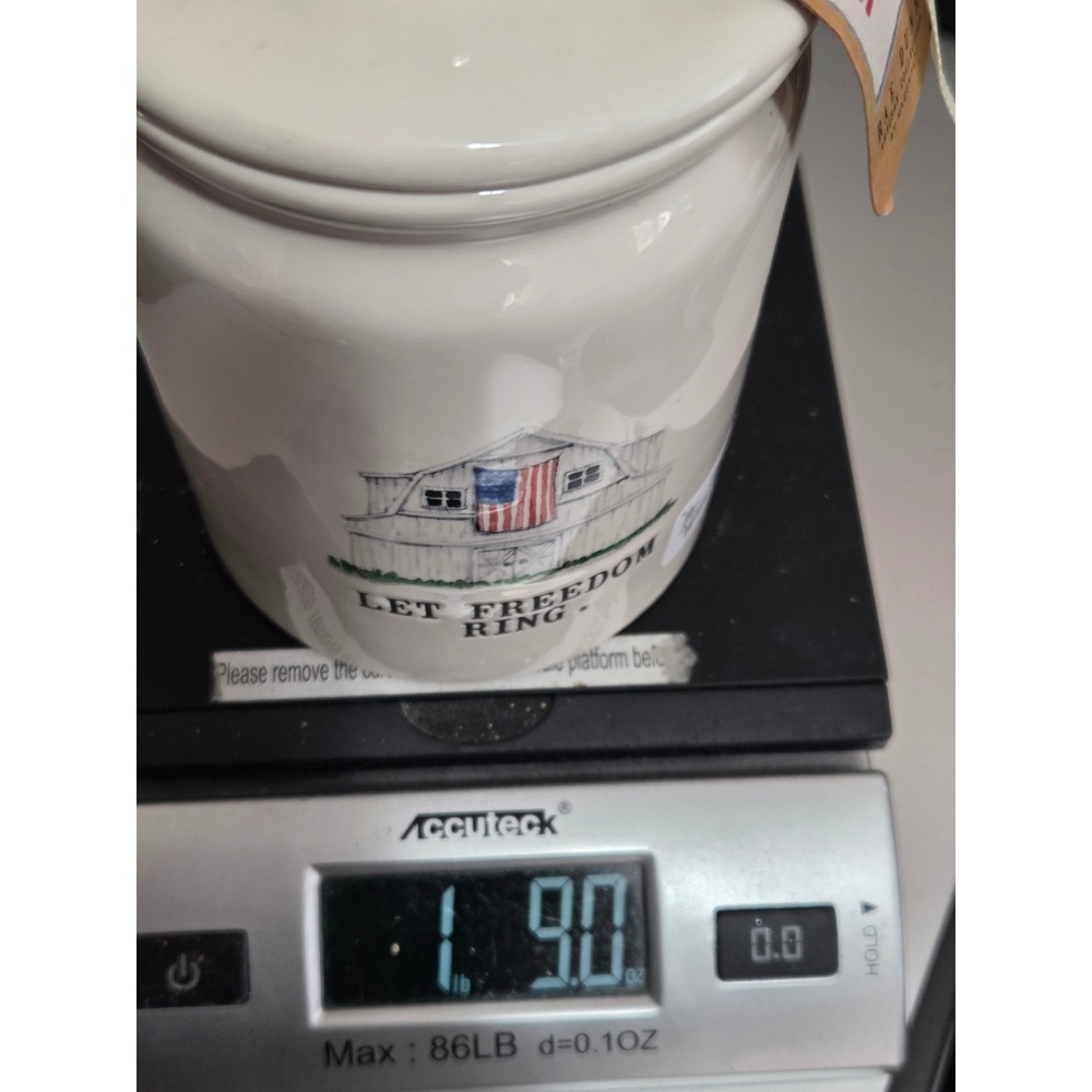 Rae Dunn Let Freedom Ring Barn American Flag Ceramic Canister Jar 250th Anniv - Picture 8 of 8